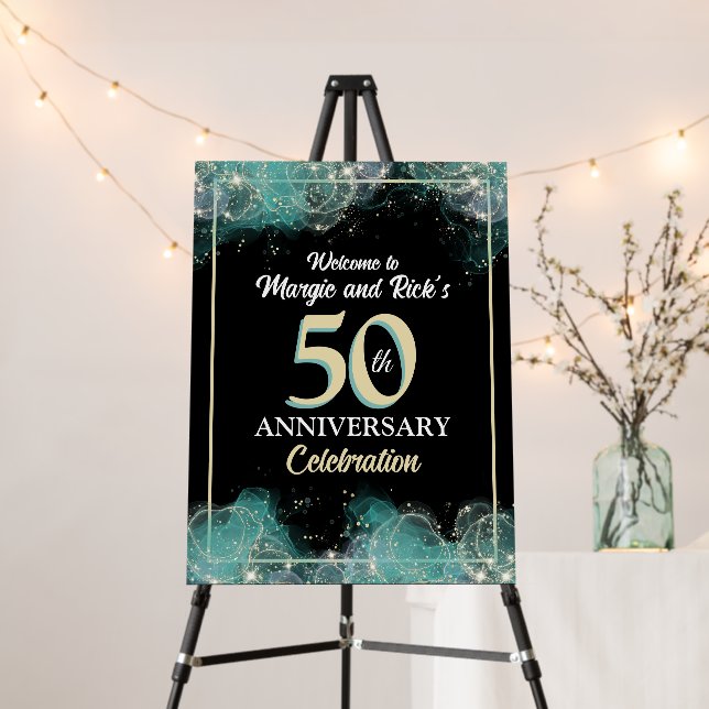 50th Anniversary Turquise and Black Welcome sign (In Situ (Stand))