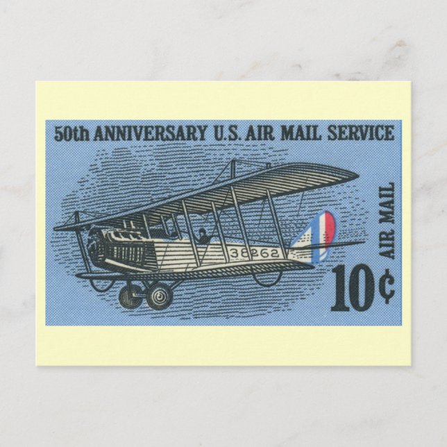 50th Anniversary U.S. Air Mail Service Postcard (Front)