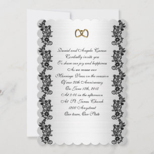 50th Anniversary vow renewal black border Invitation