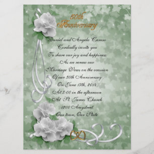50th Anniversary vow renewal white roses Invitation