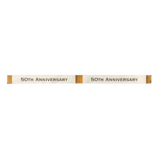 50th Anniversary Wedding Anniversary Gold Damask Satin Ribbon