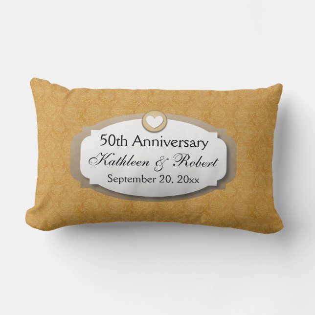 50th Anniversary Wedding Anniversary Gold Z10 Lumbar Pillow (Front)