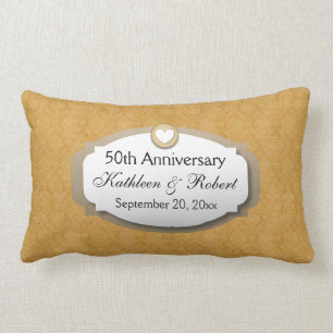 50th Anniversary Wedding Anniversary Gold Z10 Lumbar Pillow