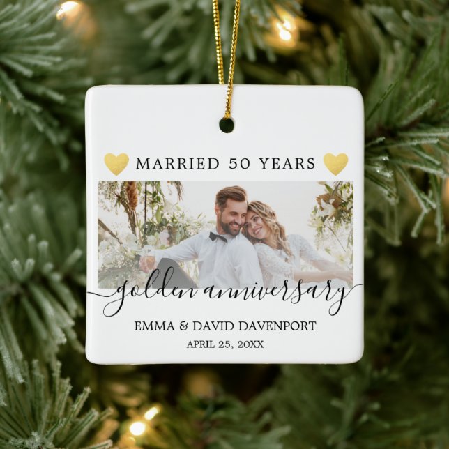 50th Anniversary Wedding Christmas Photo Ornament (Tree)