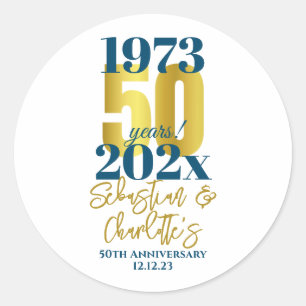 50th Anniversary Wedding Date Classic Round Sticker