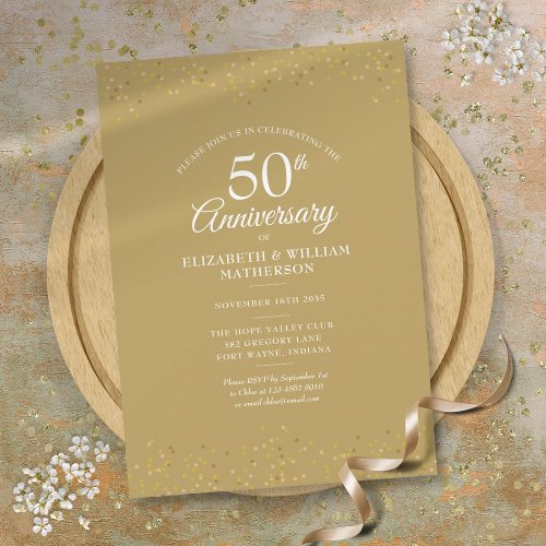 50th Anniversary Wedding Gold Dust Confetti Invitation