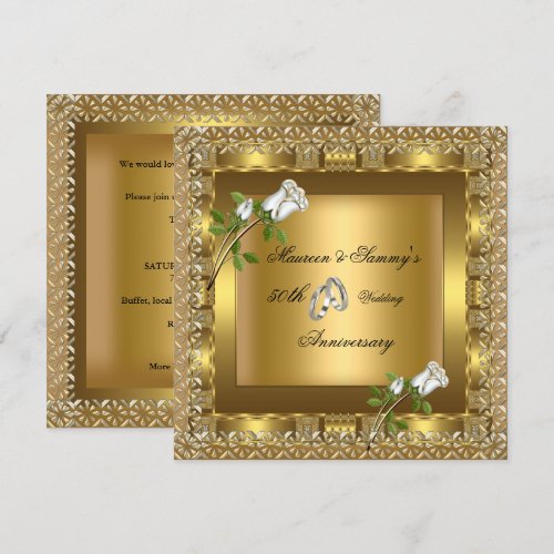 50th Anniversary Wedding Gold Elegant Personalized Invites