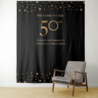 50th Anniversary Wedding Photo backdrop Gold black