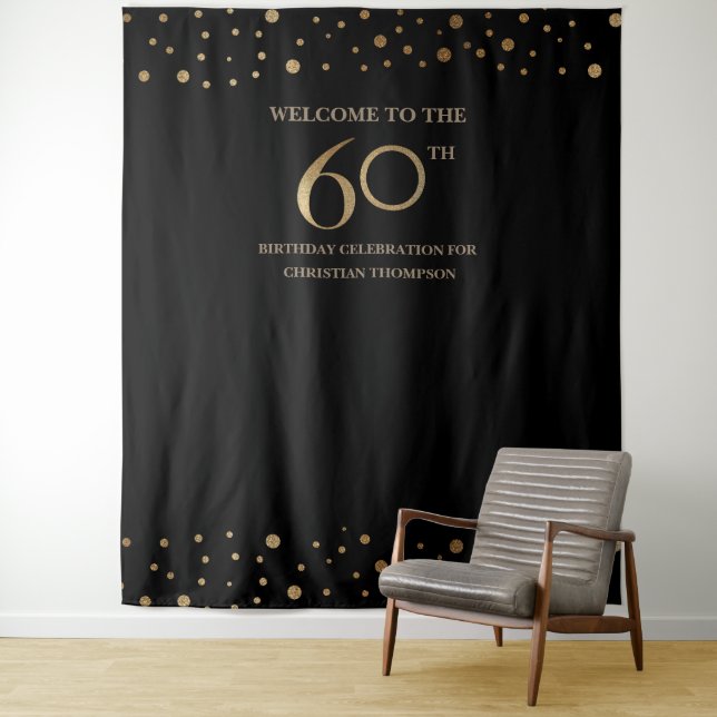 50th Anniversary Wedding Photo backdrop Gold black (In Situ)