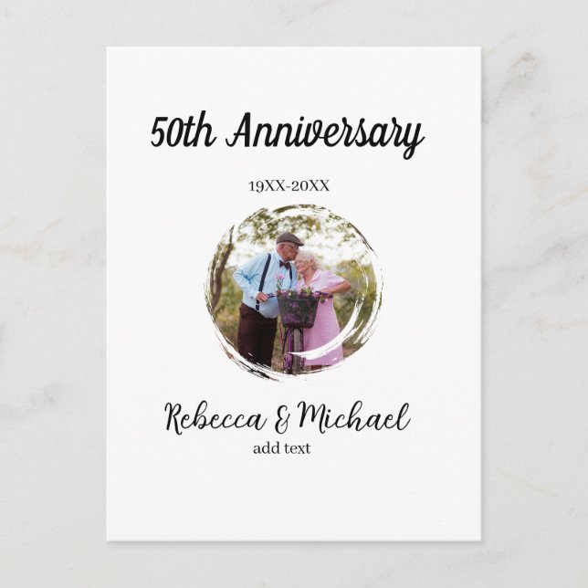 50th anniversary wedding photo circle name year  postcard (Front)