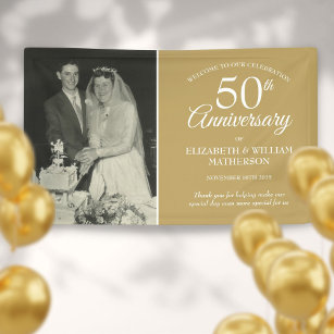 50th Anniversary Wedding Photo Golden Welcome Banner