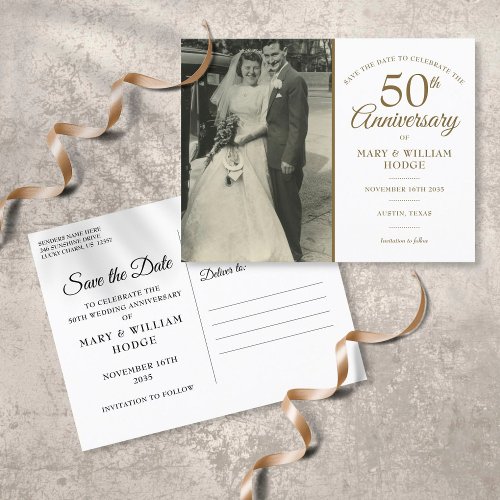 50th Anniversary Wedding Photo Save The Date Announcement Postcard