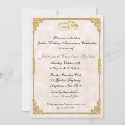 50th Anniversary Wedding Rings Invitation