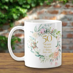 50th Anniversary Wedding Rose Watercolour Garland Coffee Mug<br><div class="desc">Featuring a delicate watercolour floral garland,  this chic botanical 50th wedding anniversary mug can be personalised with your special golden anniversary information in elegant gold typography. Designed by Thisisnotme©</div>