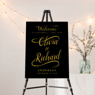 50th Anniversary Welcome Gold Swash Calligraphy Foam Board