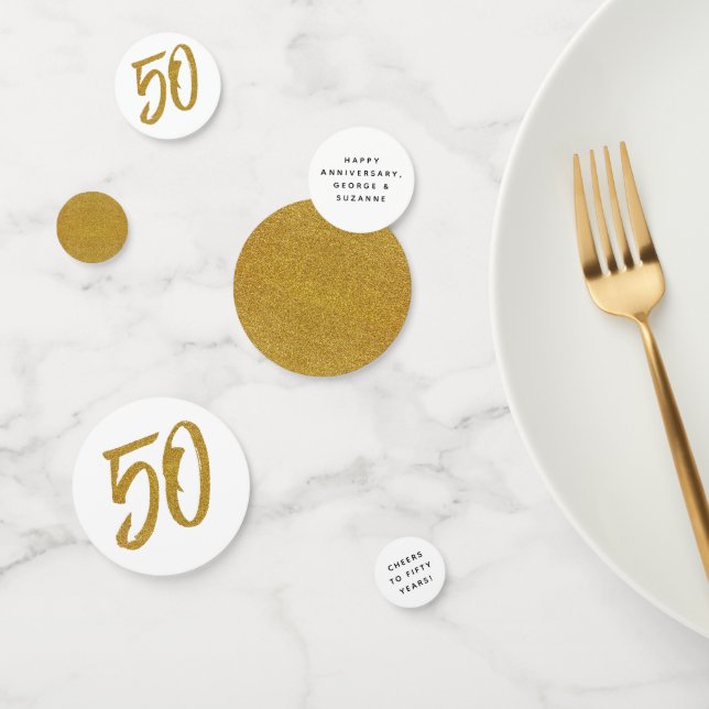 50th anniversary white and gold custom confetti (Group)
