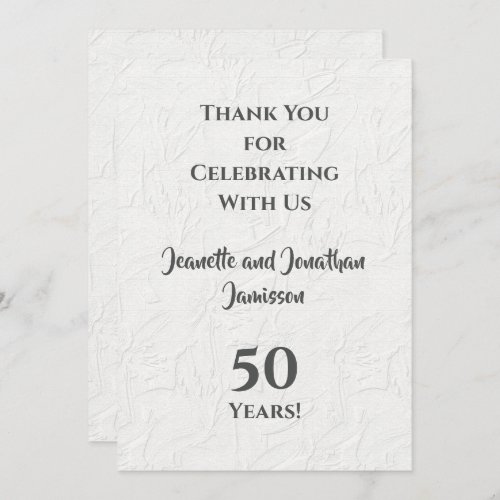 50th Anniversary White Floral Tasteful Thank You 