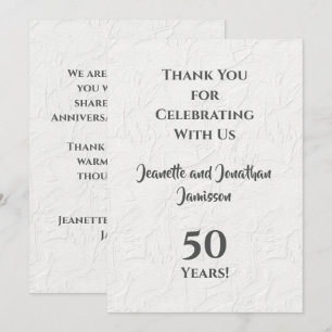 50th Anniversary White Floral Tasteful Thank You Card