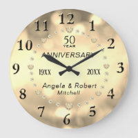50th Anniversary with Diamonds Large Clock
