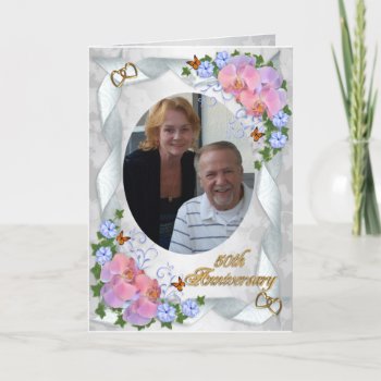 50th Anniversary With Photo Invitation Orchids by Irisangel at Zazzle