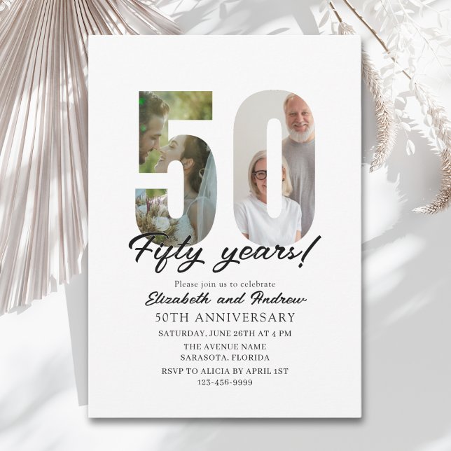 50th Anniversary with Photo Minimalist Invitation (Creator Uploaded)