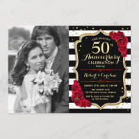 50th Anniversary with Photo - Red Gold Black