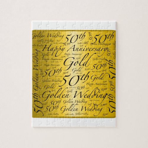 50th Anniversary Word Art Graphic Jigsaw Puzzle