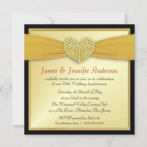 50th Annniversary Party Elegant Heart Invitations