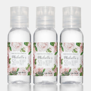 50th (Any Age) Birthday Blush Pink Vintage Floral Hand Sanitizer