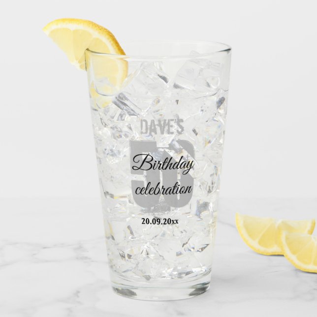 50th Any Age Birthday Personalised Party Favor   Glass (Front Ice)