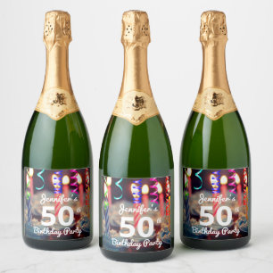 50th/Any Year Birthday Party Sparkling Wine Bottle Label
