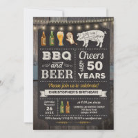 50th BBQ Barbecue & Beer Birthday Invitation