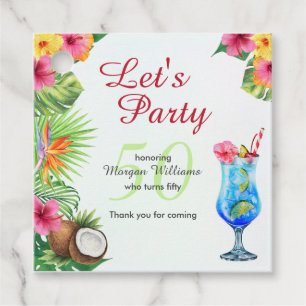 50th Bday Tropical Summer Dine & Cocktail Party Favor Tags