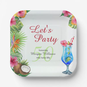50th Bday Tropical Summer Dine & Cocktail Party  Paper Plates