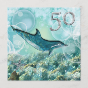 50th beach tropical birthday party invitation
