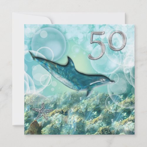 50th beach tropical birthday party invitation