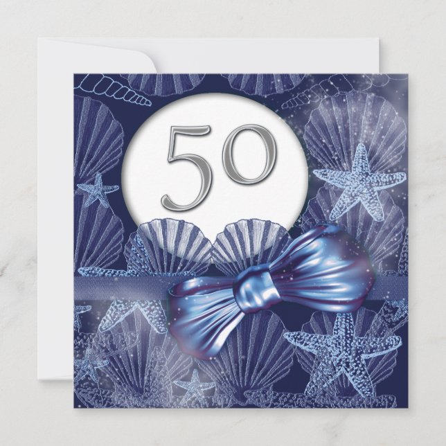 50th beach tropical birthday party invitation (Front)