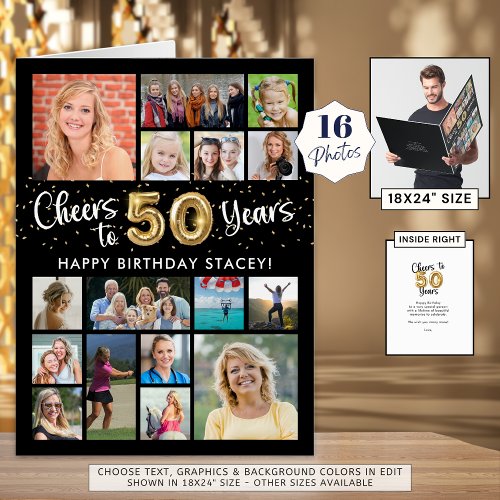 50th Birthday 16 Photo Collage Cheers to 50 Years