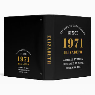 50th Birthday 1971 Black Gold For Her Personalized 3 Ring Binder