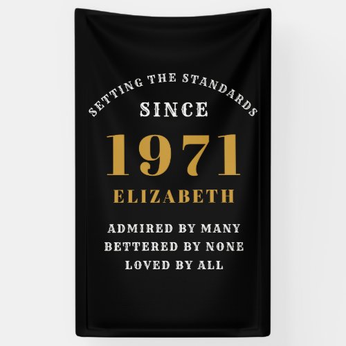 50th Birthday 1971 Black Gold For Her Personalized Banner
