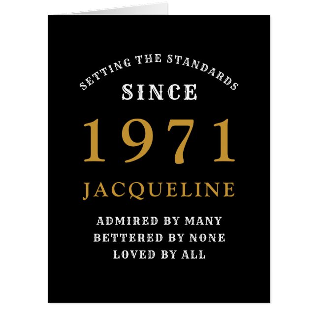 50th Birthday 1971 Black Gold For Her Personalized Cards (Front)