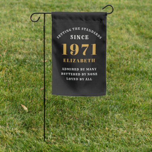 50th Birthday 1971 Black Gold For Her Personalized Garden Flag