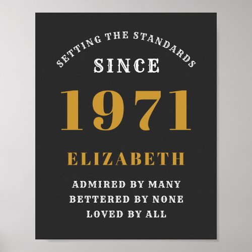 50th Birthday 1971 Black Gold For Her Personalized Poster