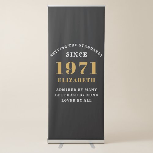 50th Birthday 1971 Black Gold For Her Personalized Retractable Banner