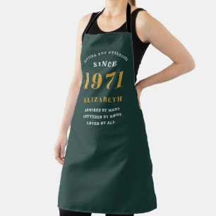 50th Birthday 1971 Green Gold For Her Personalized Apron