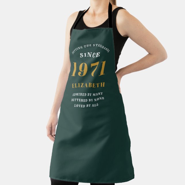 50th Birthday 1971 Green Gold For Her Personalized Apron (Insitu)