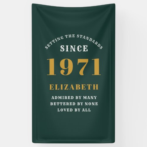 50th Birthday 1971 Green Gold For Her Personalized Banner