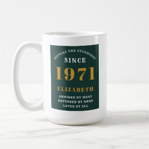 50th Birthday 1971 Green Gold For Her Personalized Coffee Mug