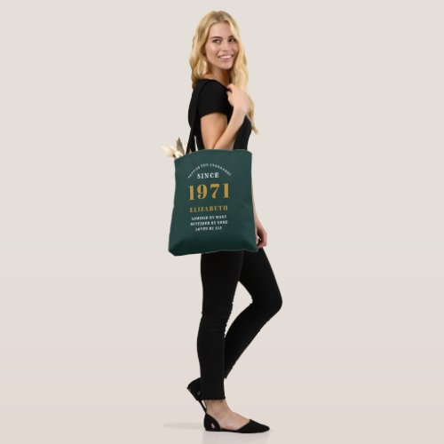 50th Birthday 1971 Green Gold For Her Personalized Tote Bag