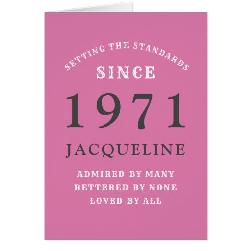 50th Birthday 1971 Pink Black For Her Personalized